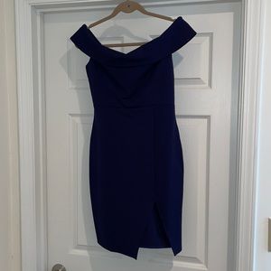 Navy Blue off-the-shoulder Bodycon Dress by LuLus